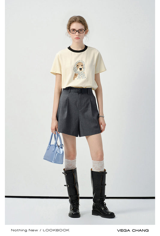 Dog In Dotted Scarf Print T-Shirt