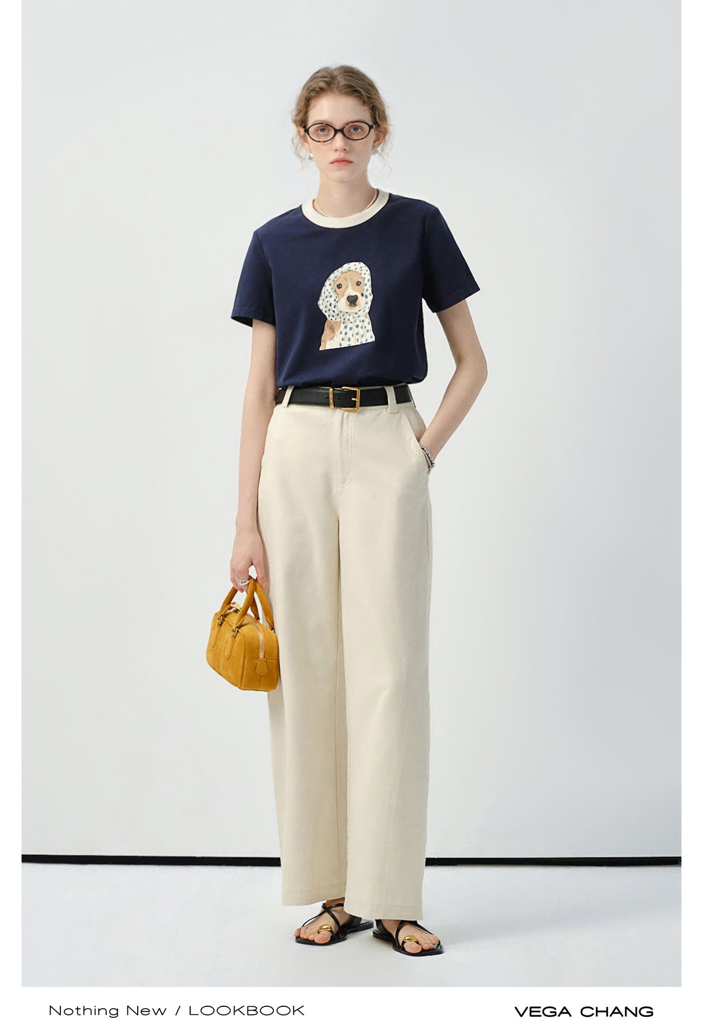 Dog In Dotted Scarf Print T-Shirt