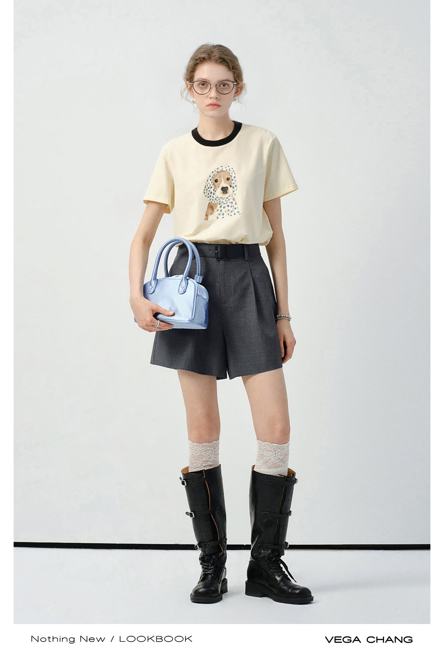 Dog In Dotted Scarf Print T-Shirt