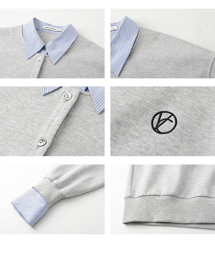 Layered Look Henley Neck Sweatshirt
