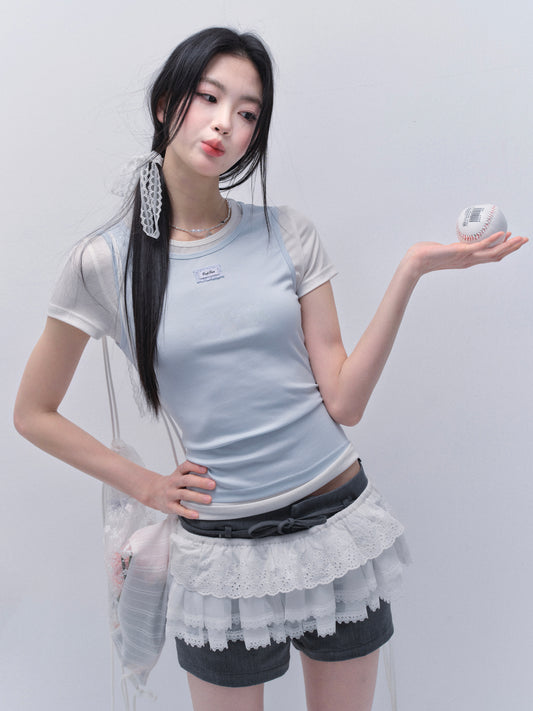 Two-Tone Faux-Layered T-Shirt