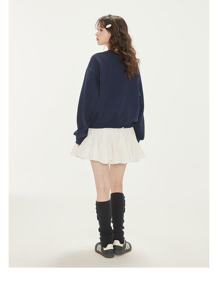 Relaxed Fit Lace Bow Sweatshirt