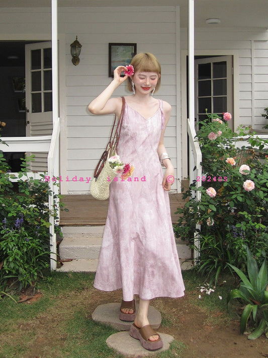 Oblique Seamed Cami Dress With Adjustable Fringe Straps