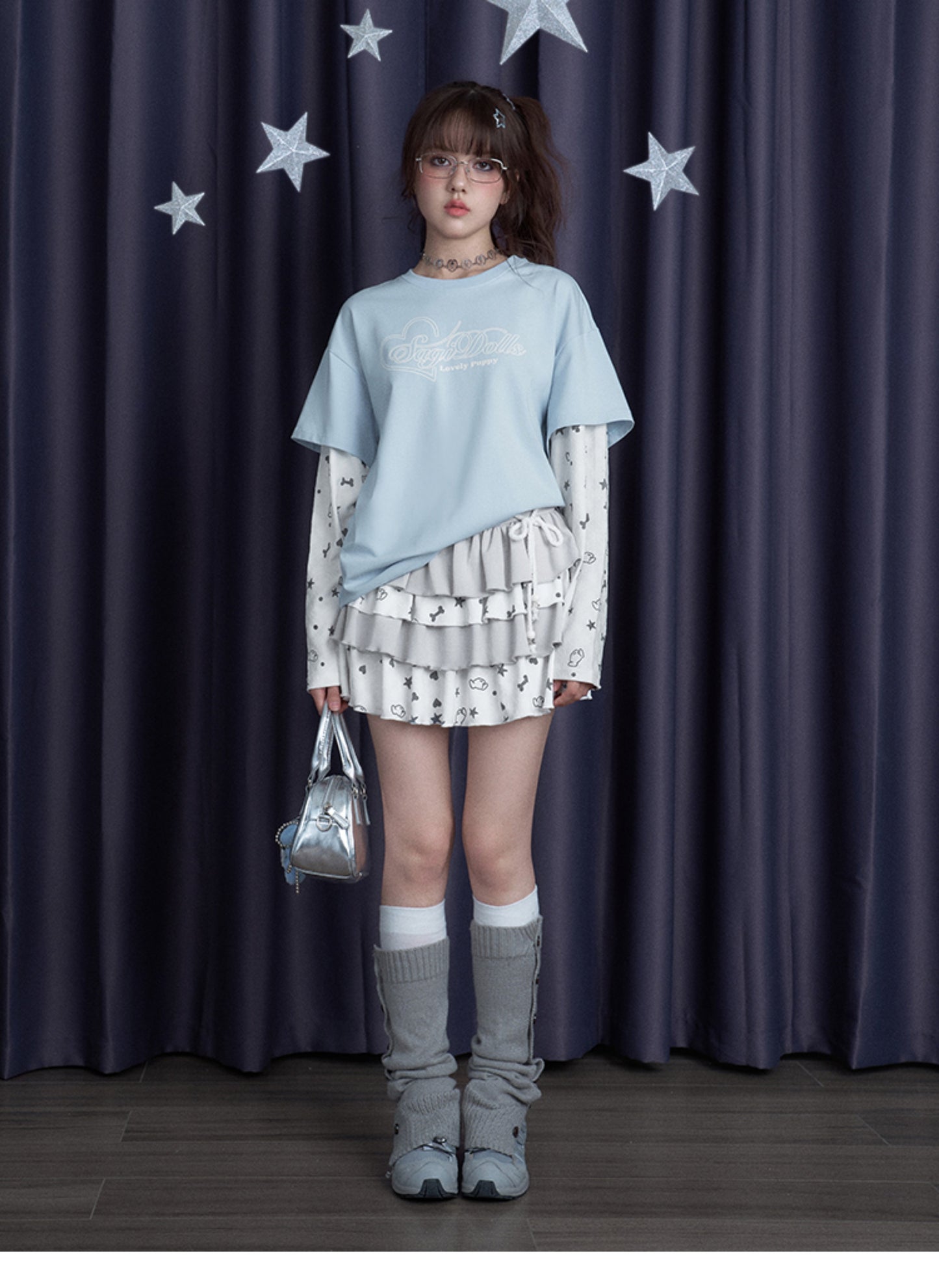 Playful Printed Puppy Party Mini Tiered Skirt