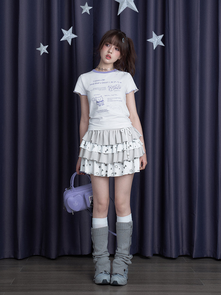 Playful Printed Puppy Party Mini Tiered Skirt