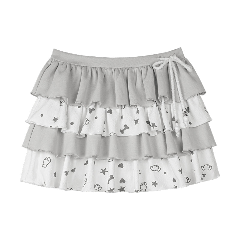 Playful Printed Puppy Party Mini Tiered Skirt