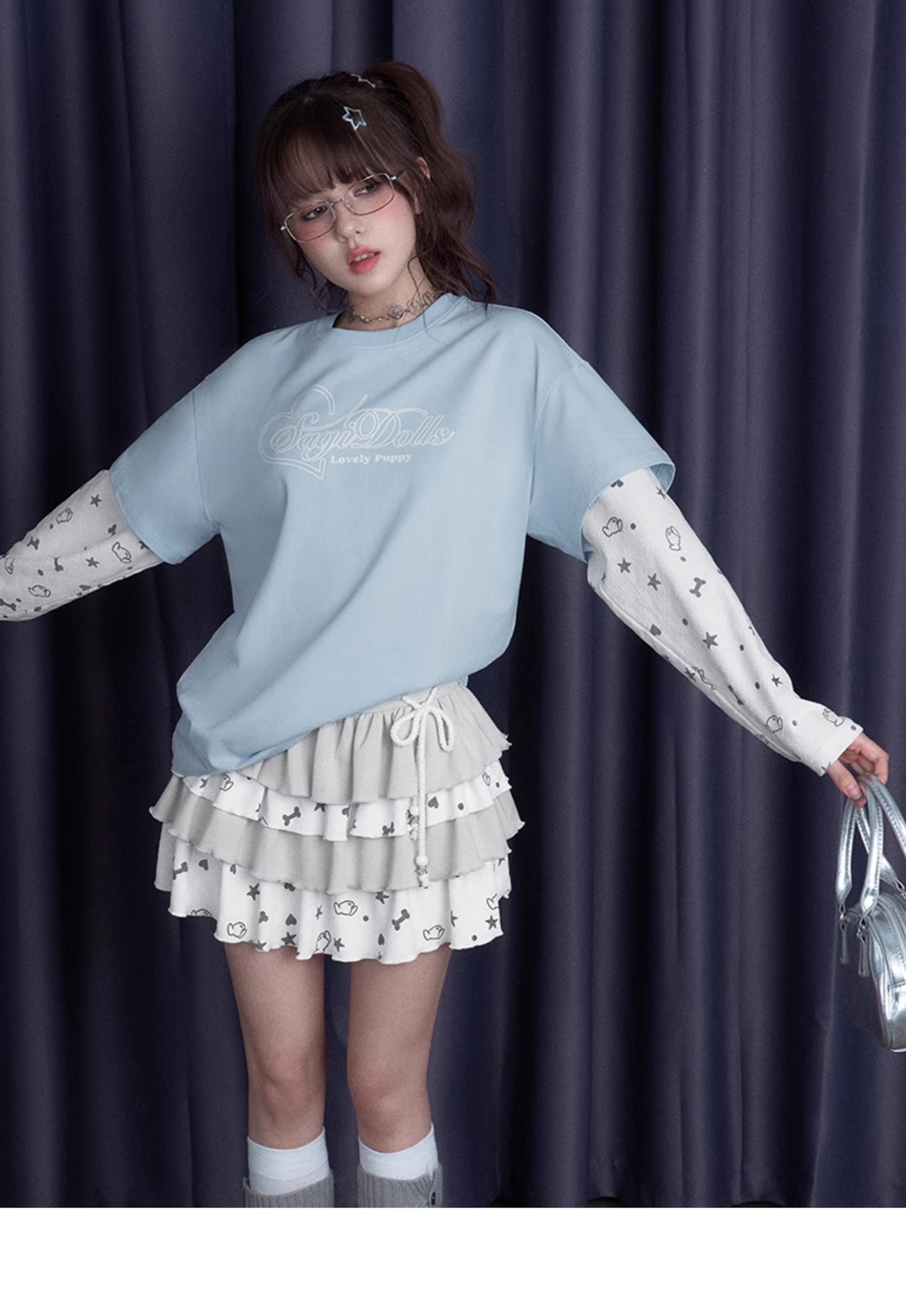 Playful Printed Puppy Party Mini Tiered Skirt