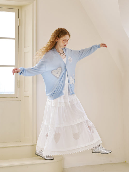 Tiered Maxi Skirt With Lace Patchwork