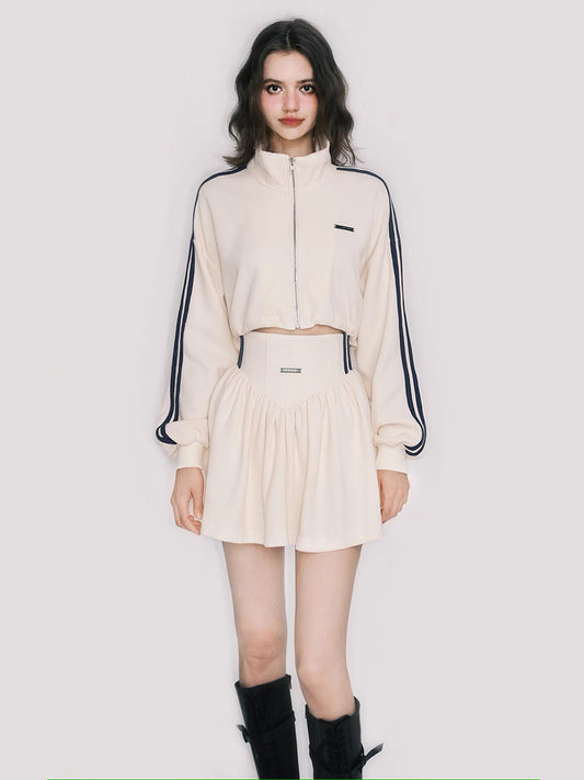 Vintage-Style Waffle Sweatshirt And Matching Skirt