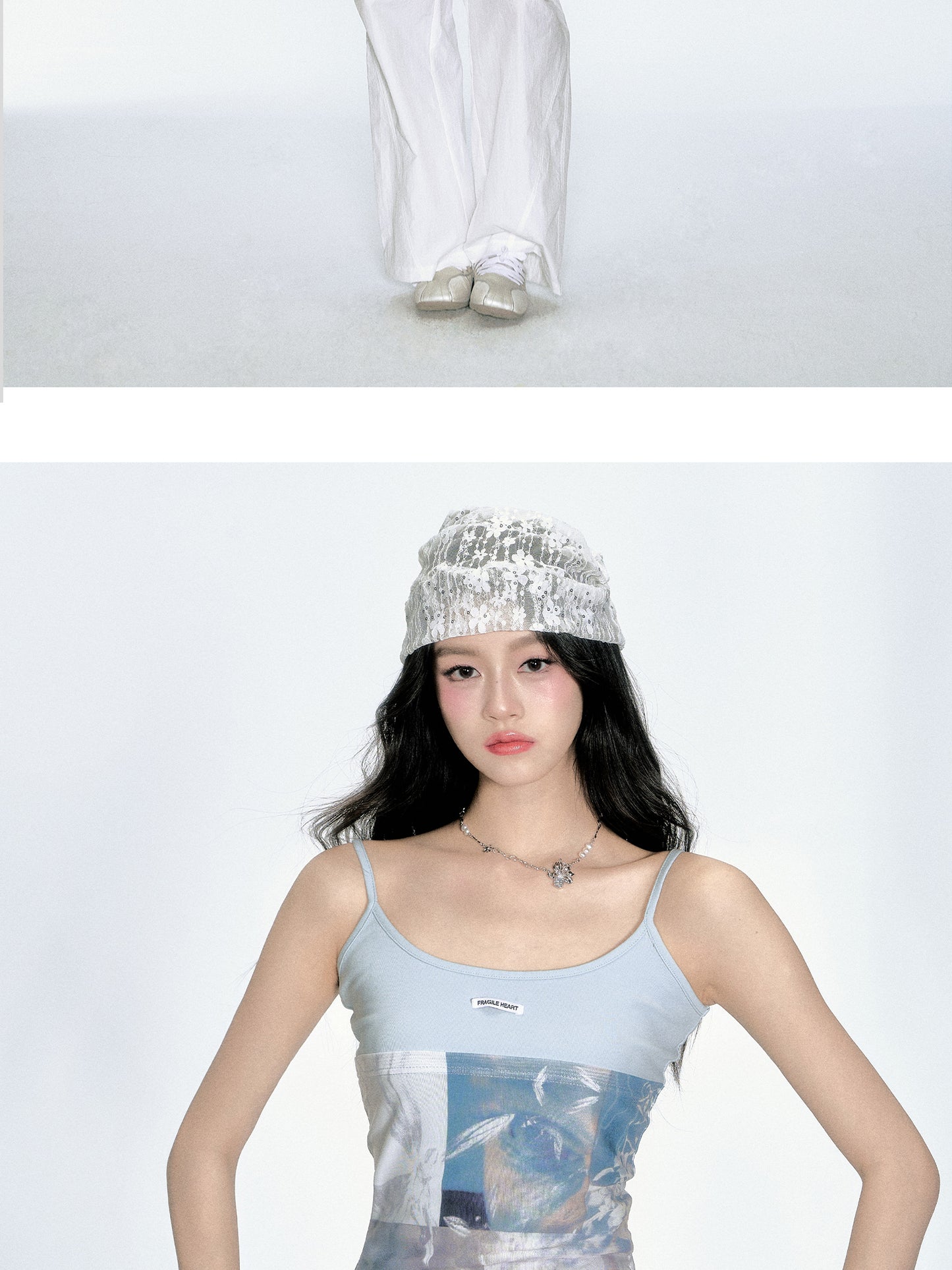 Pictorial Collage Print Fitted Camisole