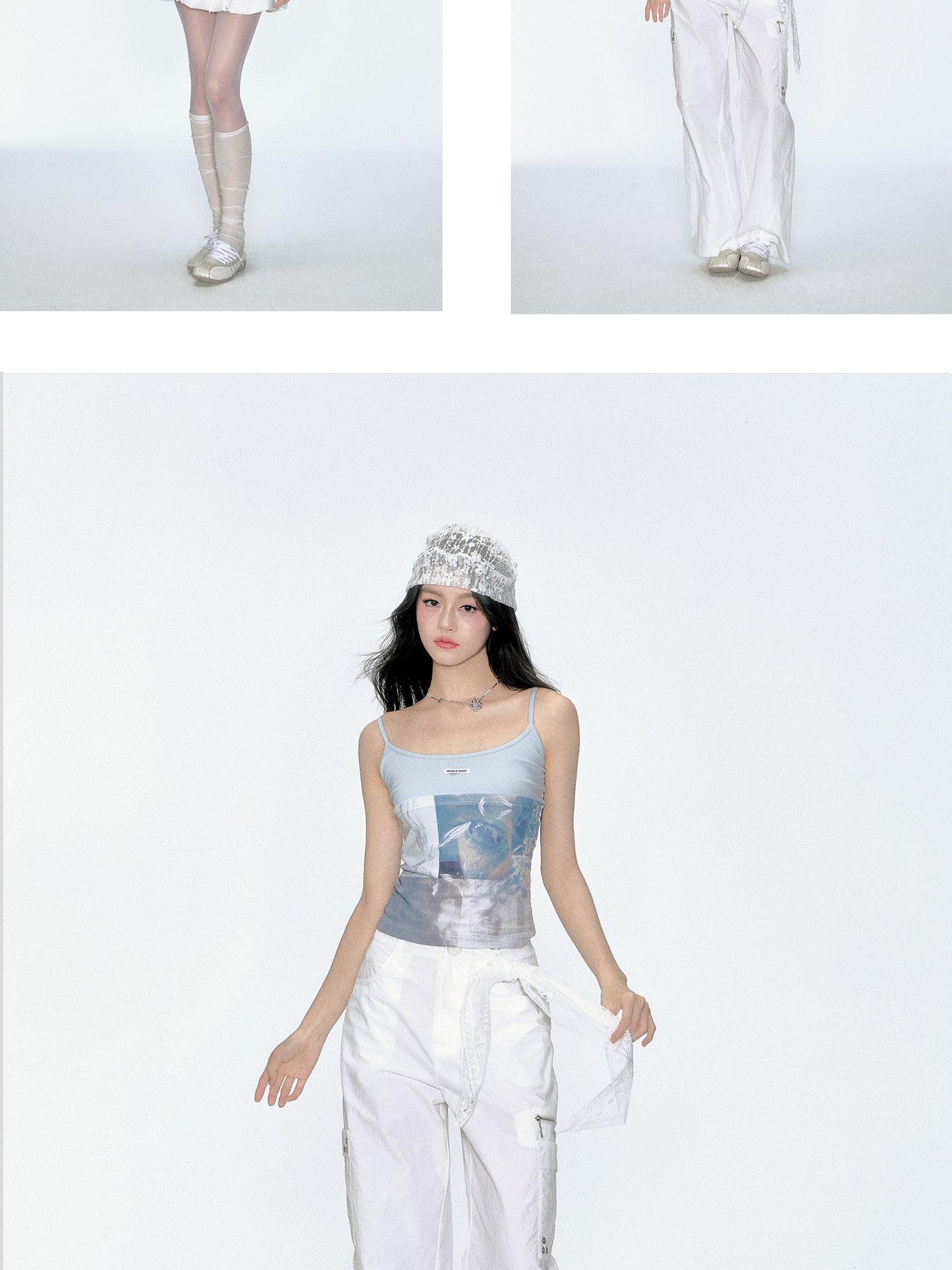 Pictorial Collage Print Fitted Camisole