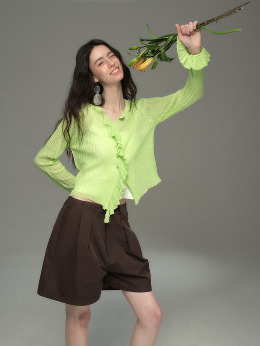 Twill Cotton Wide-Leg Shorts