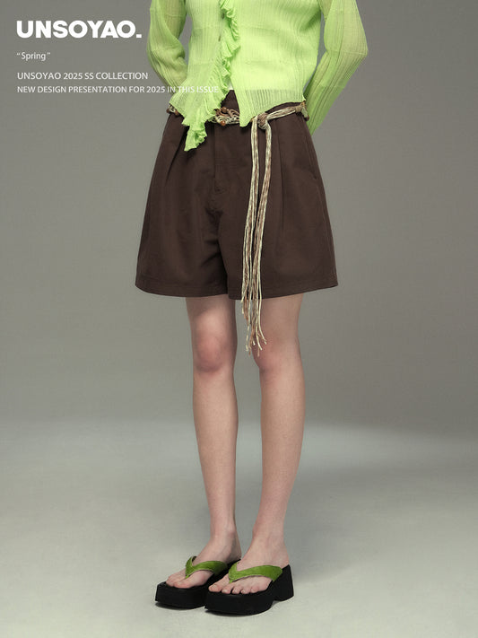 Twill Cotton Wide-Leg Shorts