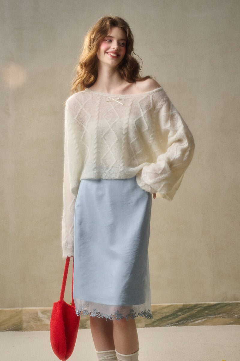 Lace-Trimmed Satin Skirt In Two Lengths