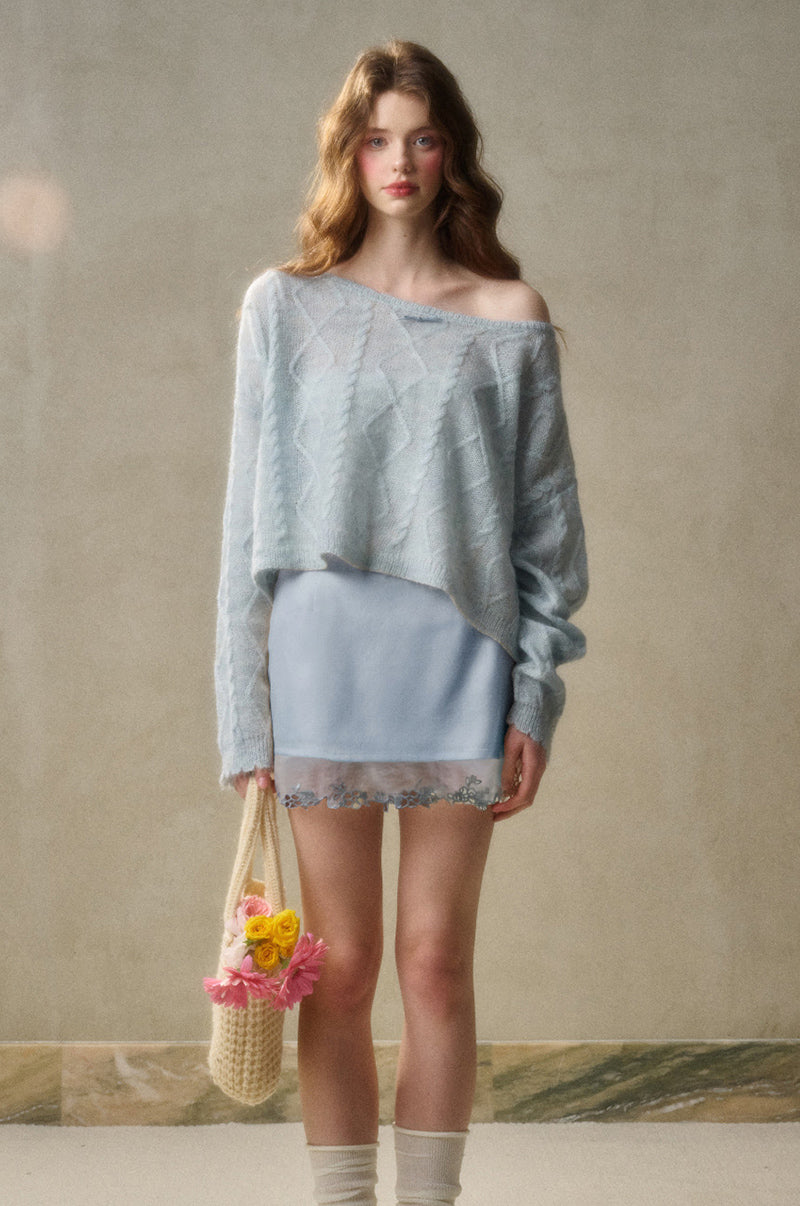 Lace-Trimmed Satin Skirt In Two Lengths
