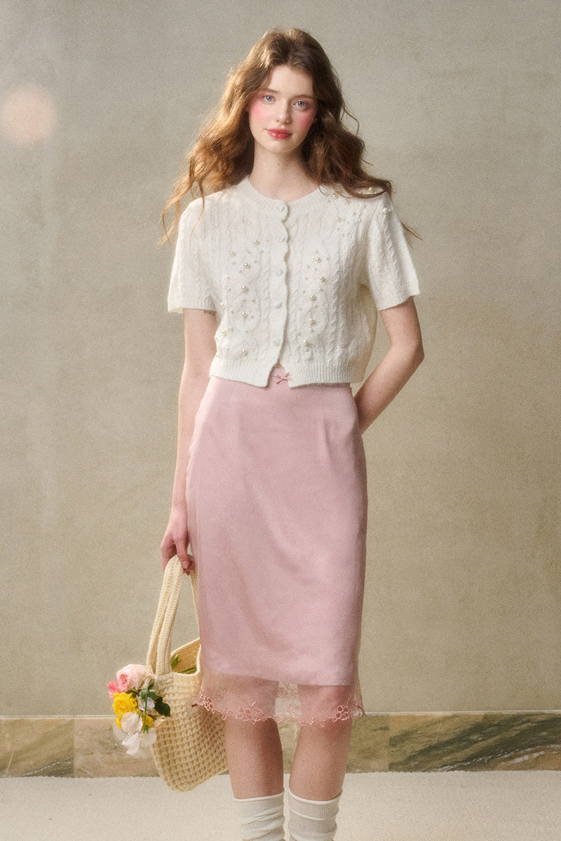 Lace-Trimmed Satin Skirt In Two Lengths