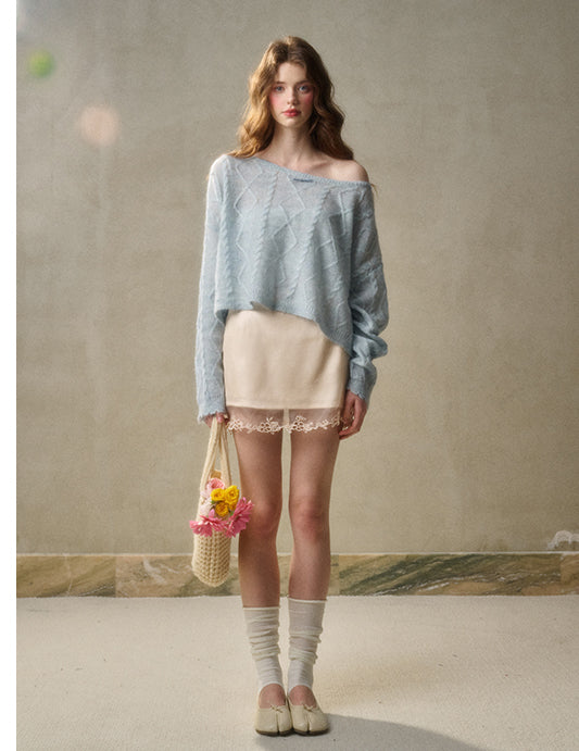 Lace-Trimmed Satin Skirt In Two Lengths