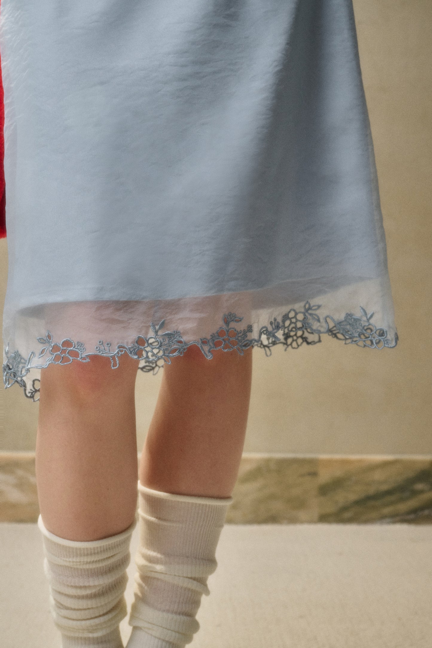 Lace-Trimmed Satin Skirt In Two Lengths