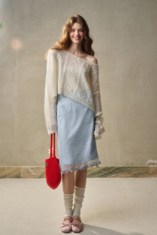 Lace-Trimmed Satin Skirt In Two Lengths