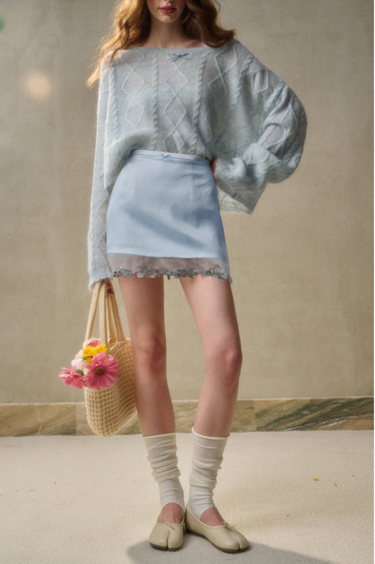 Lace-Trimmed Satin Skirt In Two Lengths