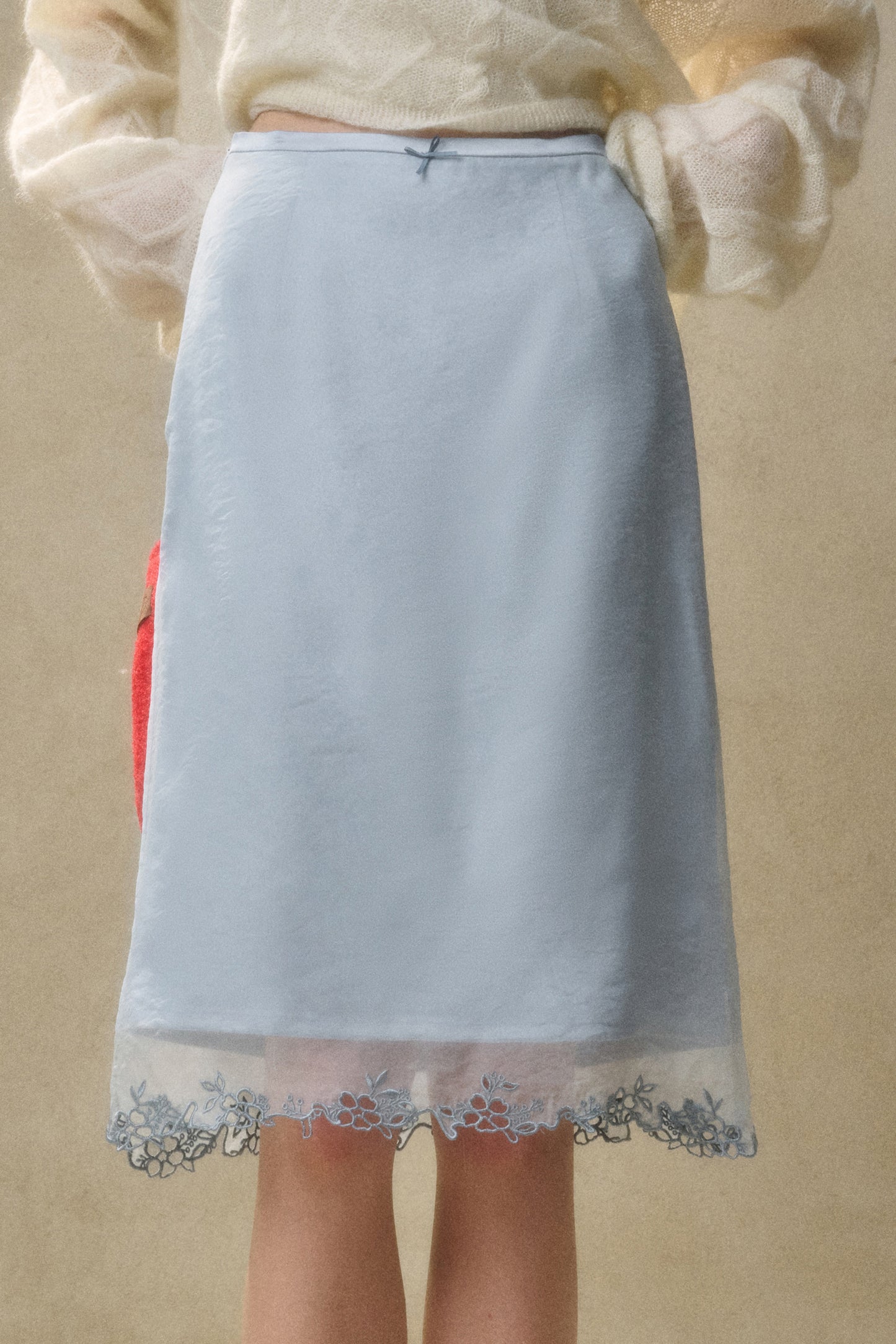Lace-Trimmed Satin Skirt In Two Lengths