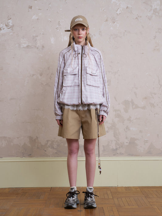 Lightweight Plaid Zip-Up Jacket