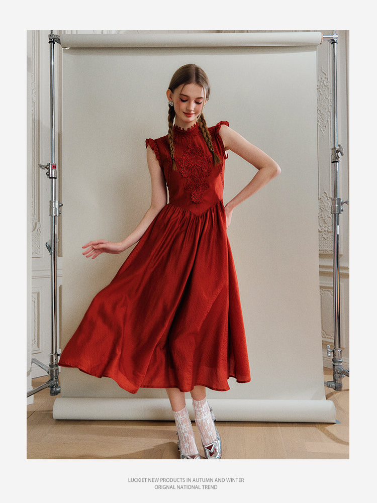 Embroidered Dress In Three Sleeve Styles