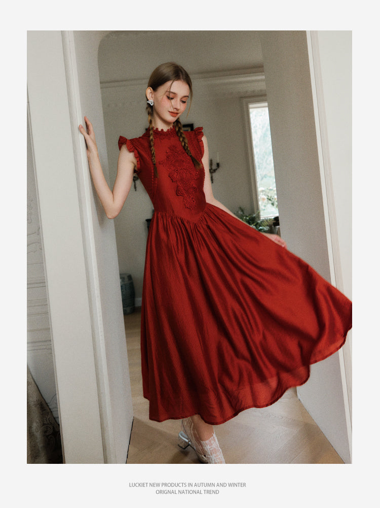 Embroidered Dress In Three Sleeve Styles