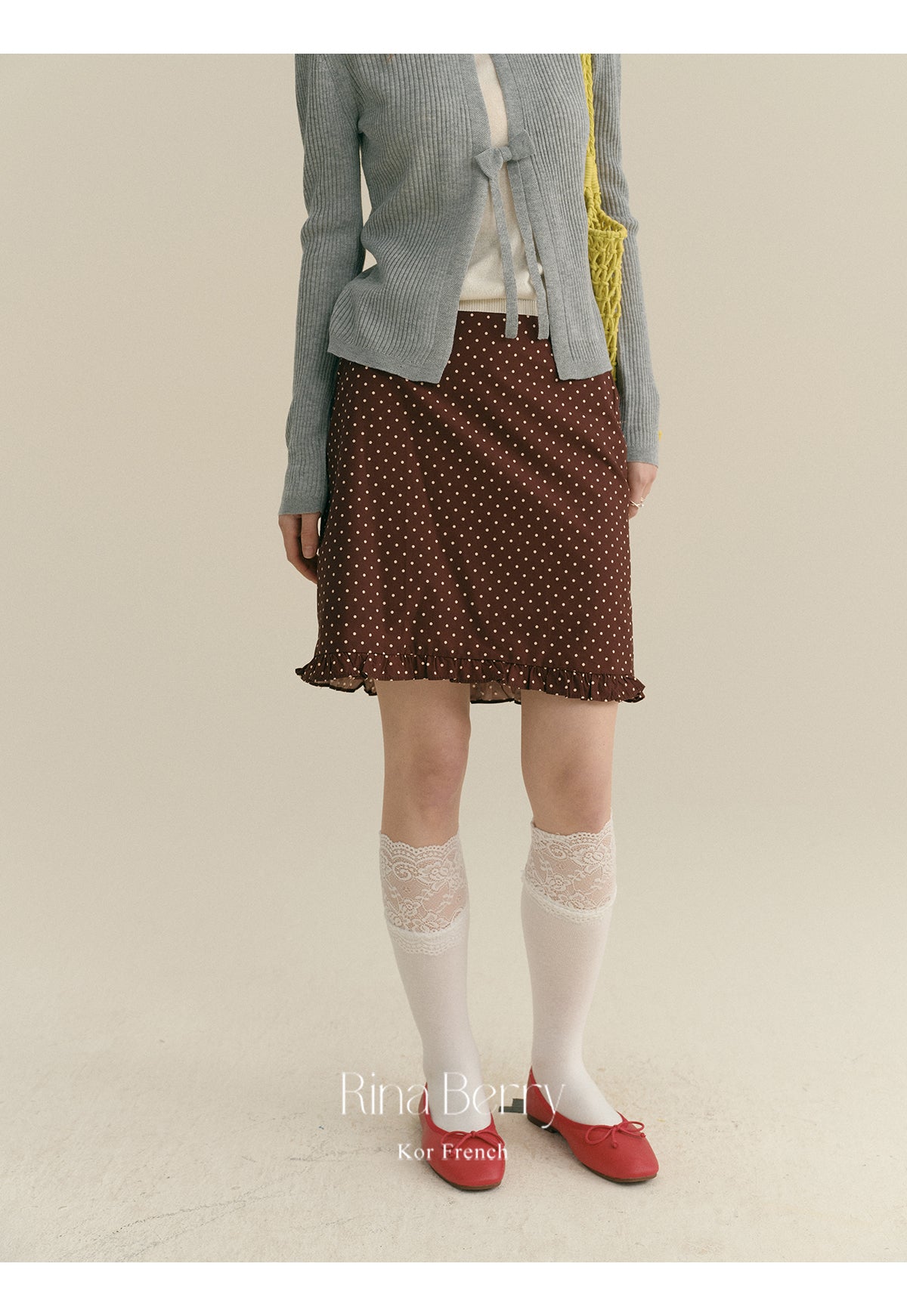 Polka Dot Ruffle-Trimmed Classic Skirt