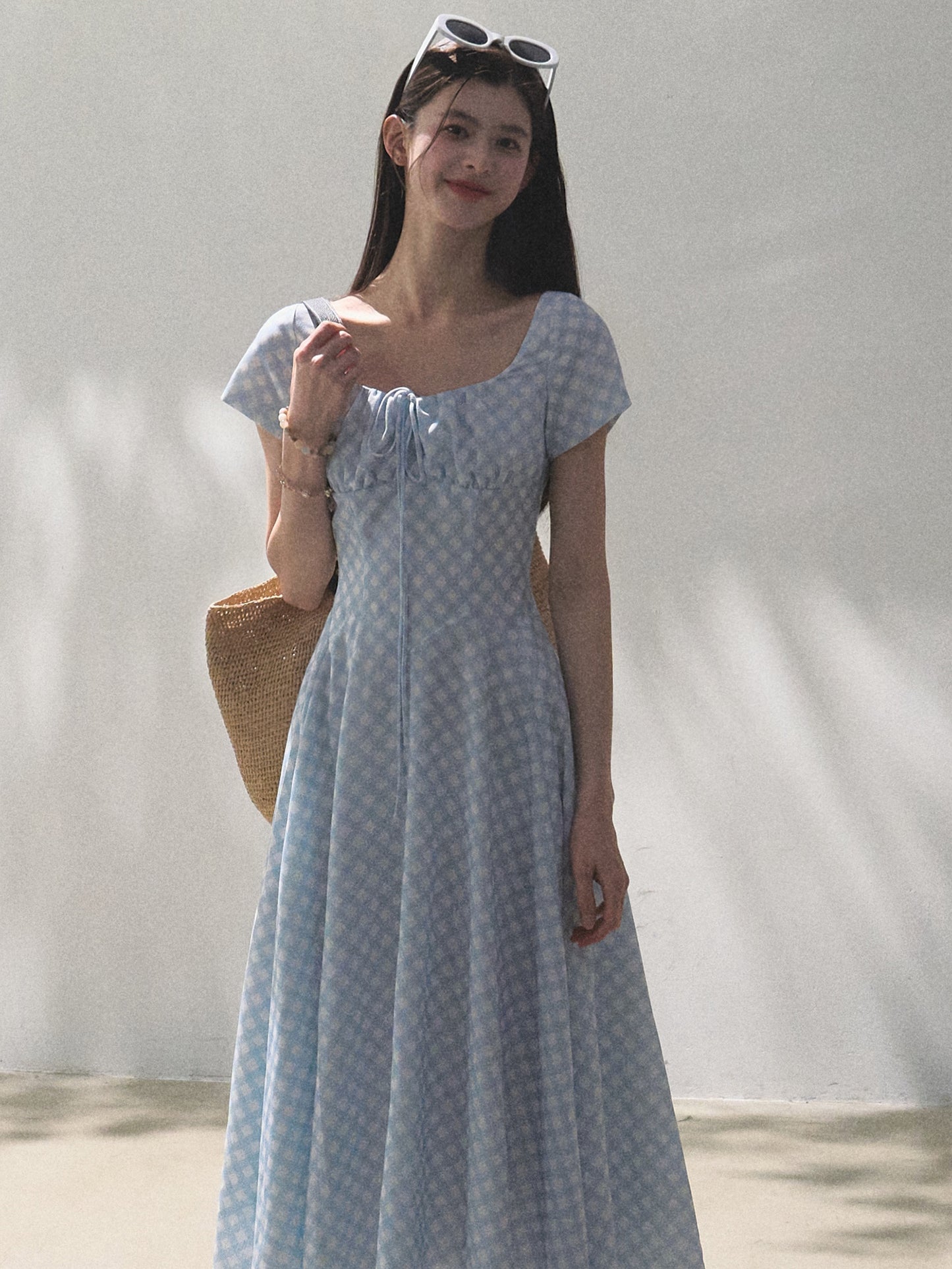 Scallop Waist Gingham Dress Short And Long