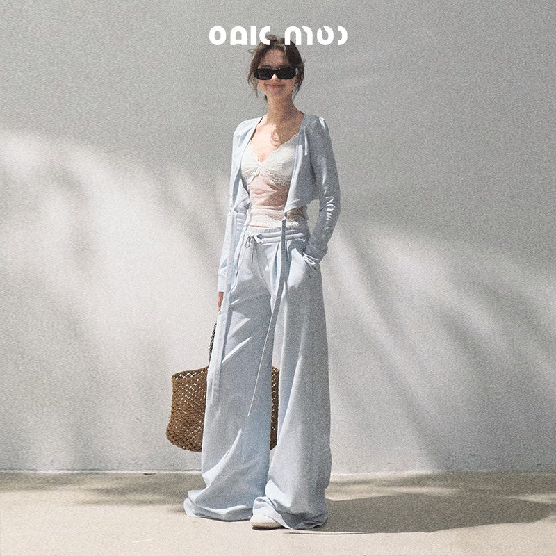 Tie Front Crop Top And Wide Leg Pants