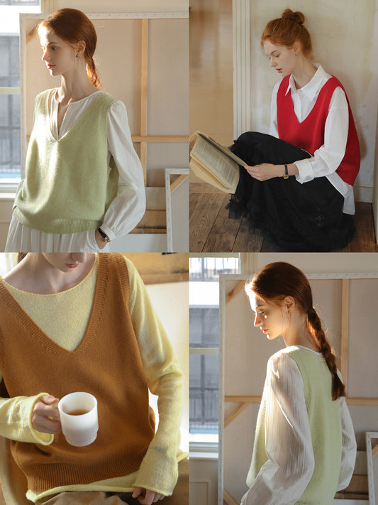 Soft V-Neck Wool Vest