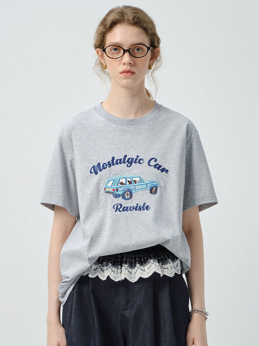 Retro Car Embroidered T-Shirt
