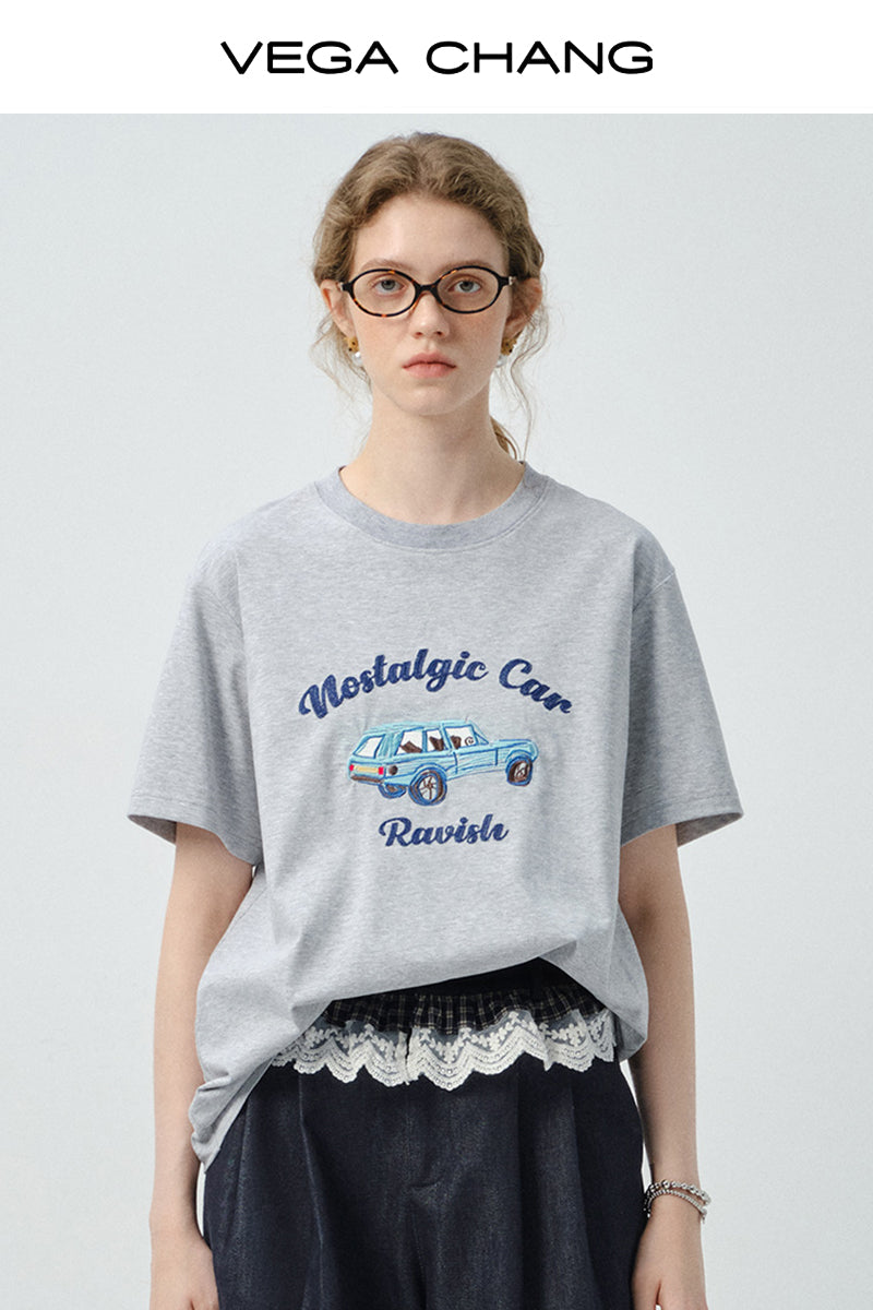 Retro Car Embroidered T-Shirt