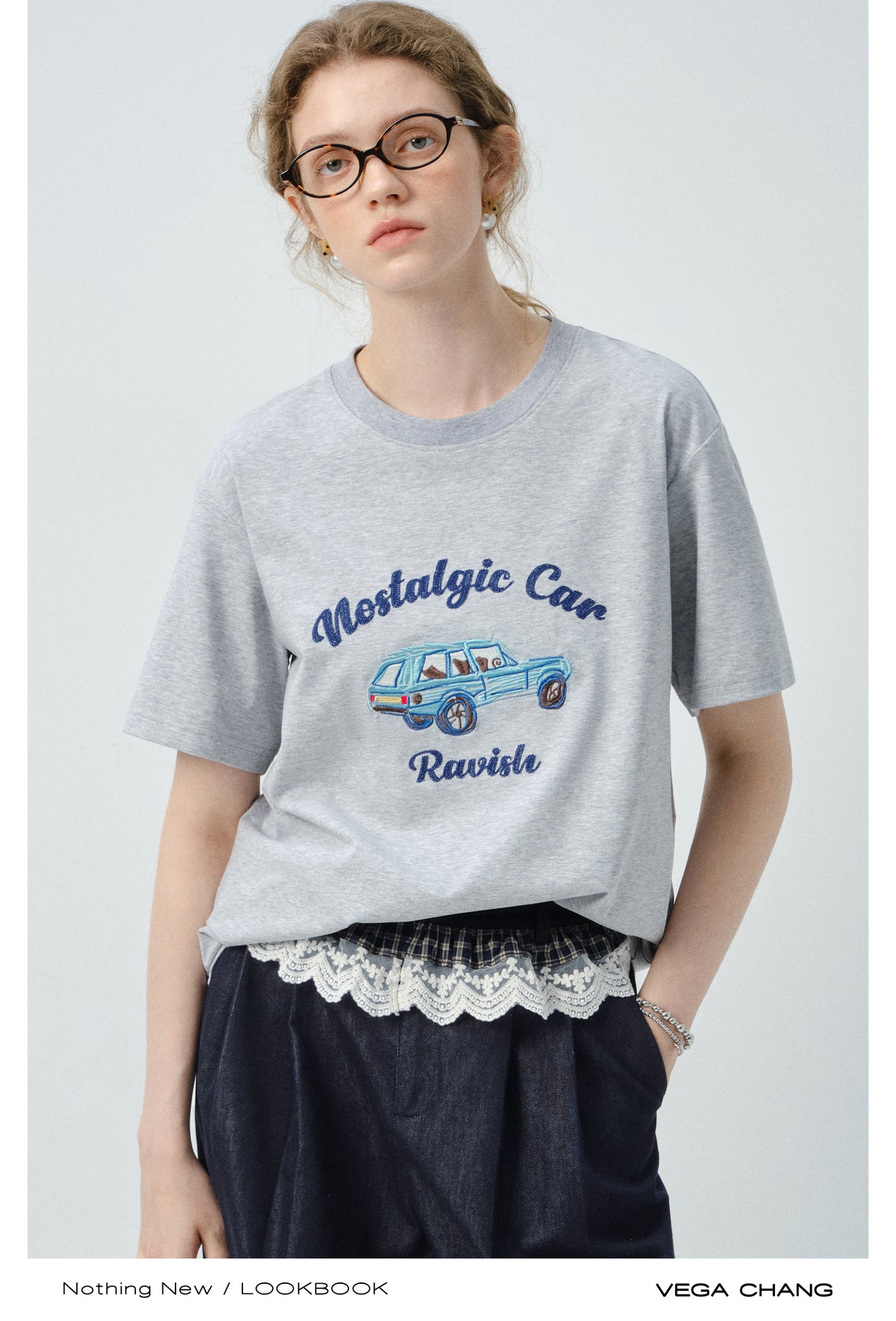 Retro Car Embroidered T-Shirt