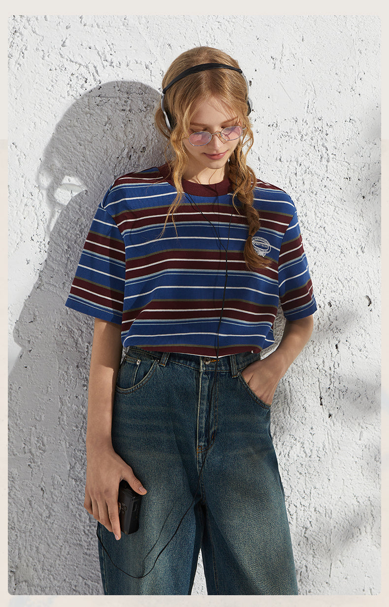 Casual Loose Fit Striped T-Shirt