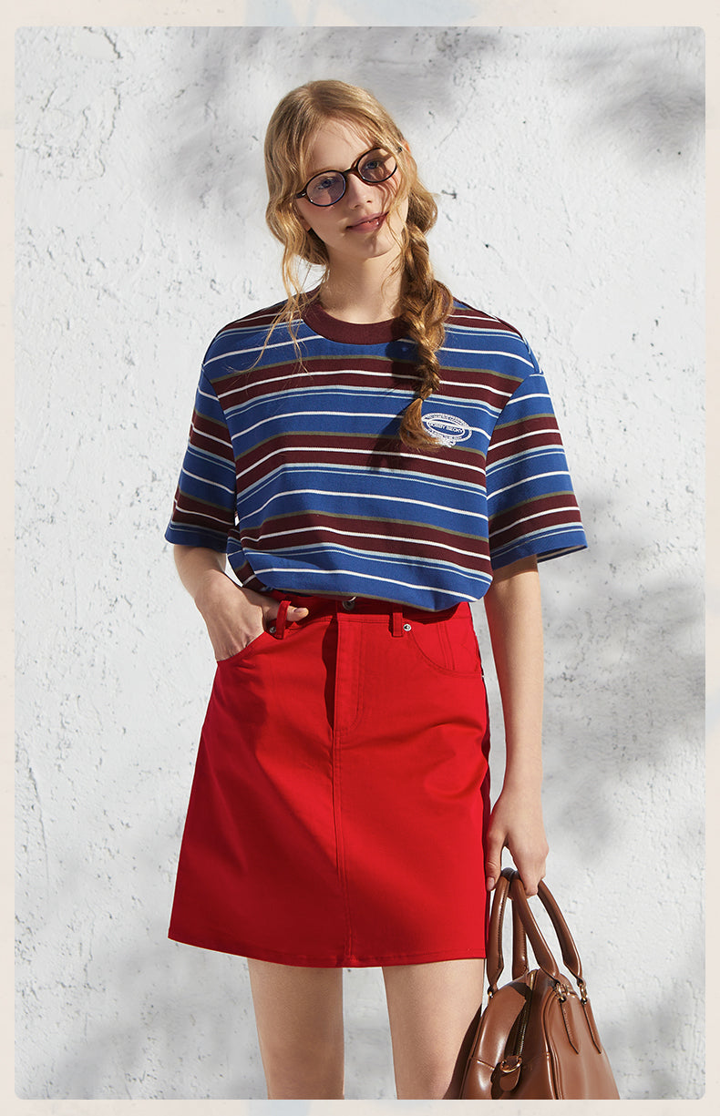 Casual Loose Fit Striped T-Shirt