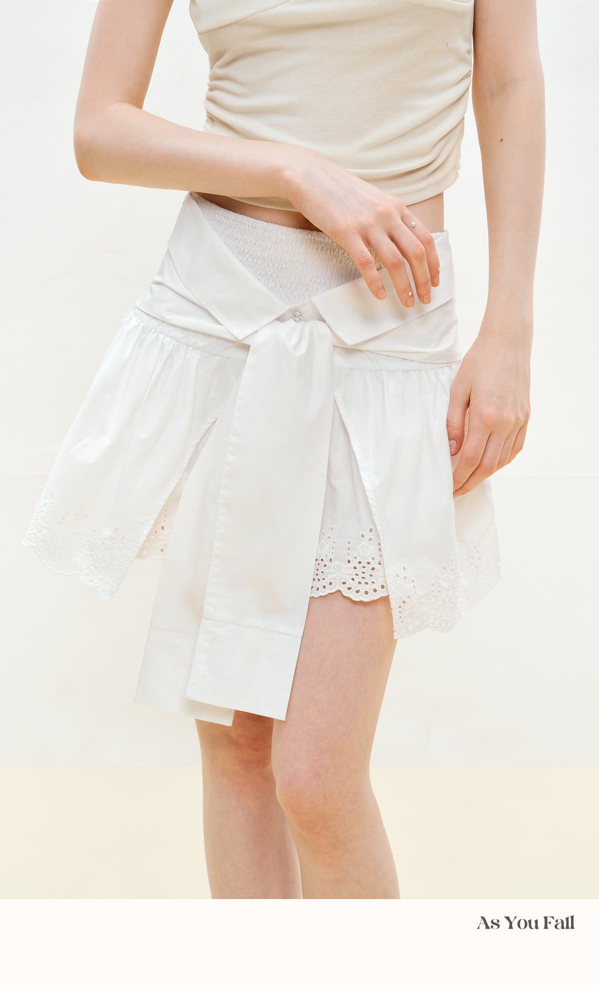 2-Way Scalloped Skirt Top With Elastic Waistband