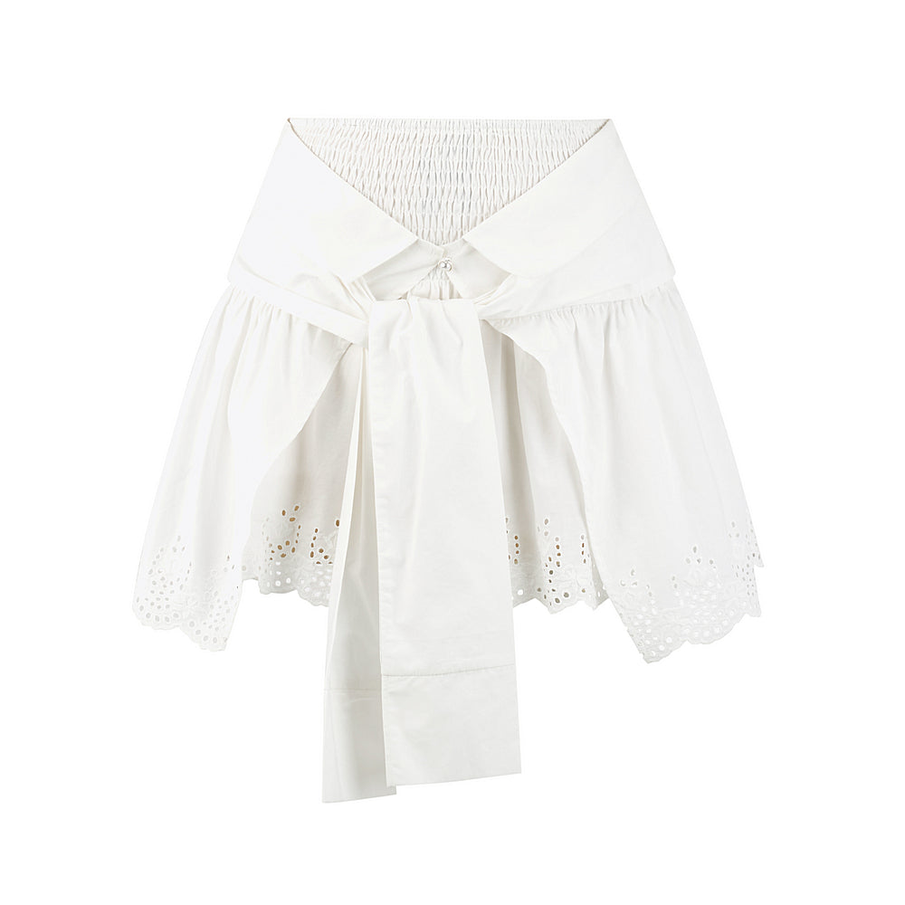2-Way Scalloped Skirt Top With Elastic Waistband