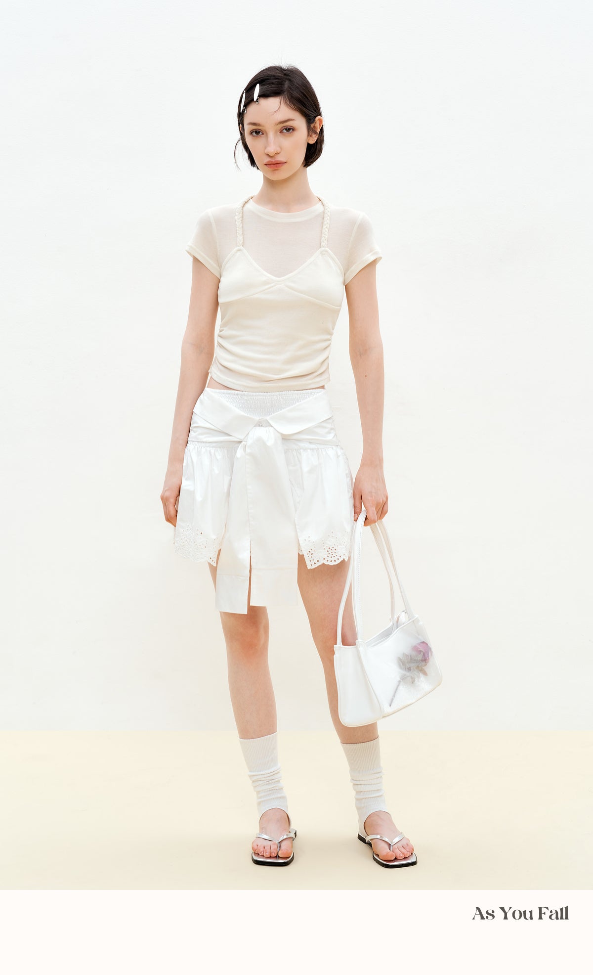 2-Way Scalloped Skirt Top With Elastic Waistband