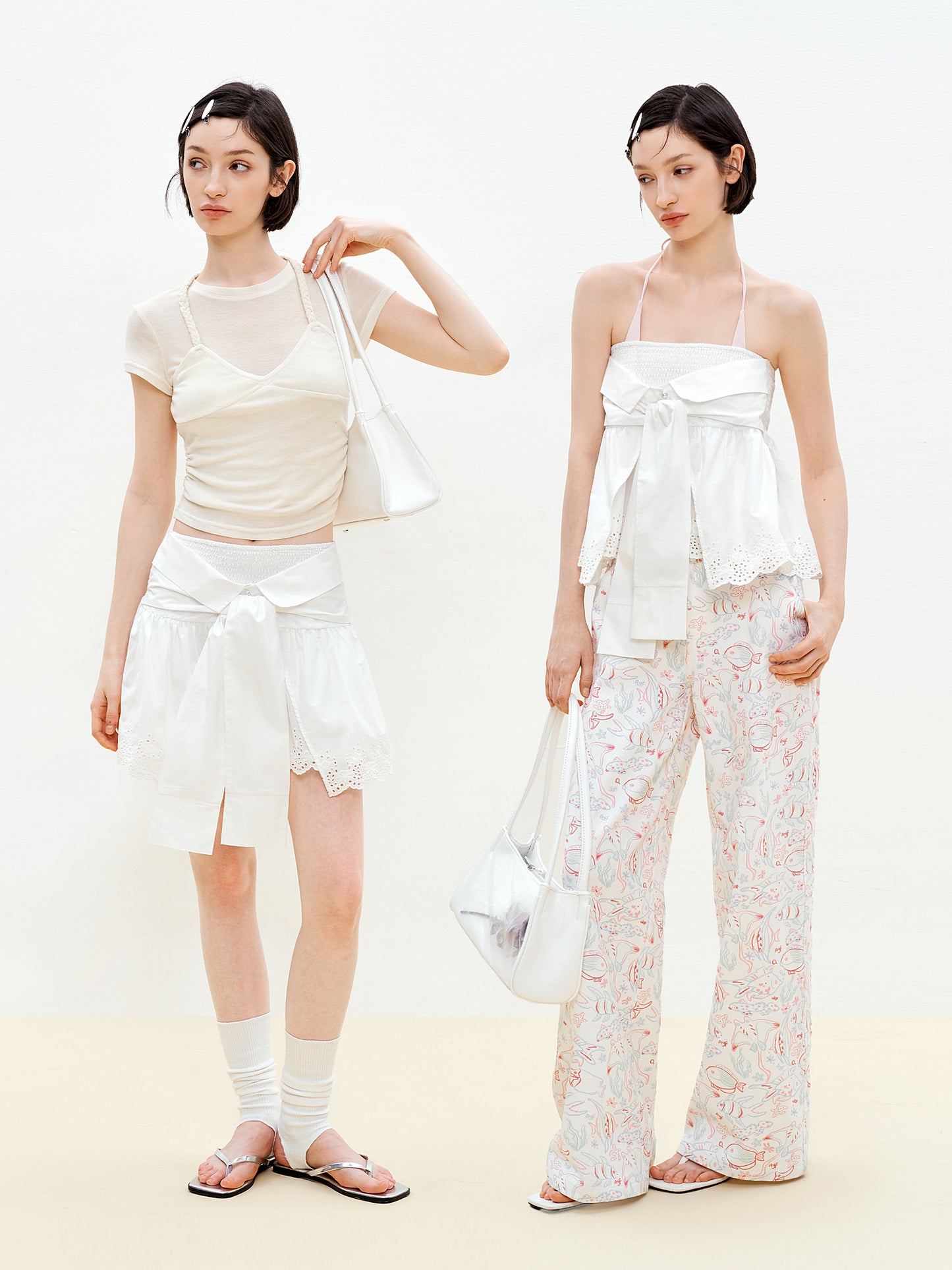 2-Way Scalloped Skirt Top With Elastic Waistband