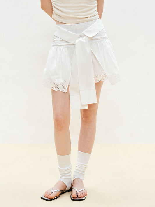 2-Way Scalloped Skirt Top With Elastic Waistband