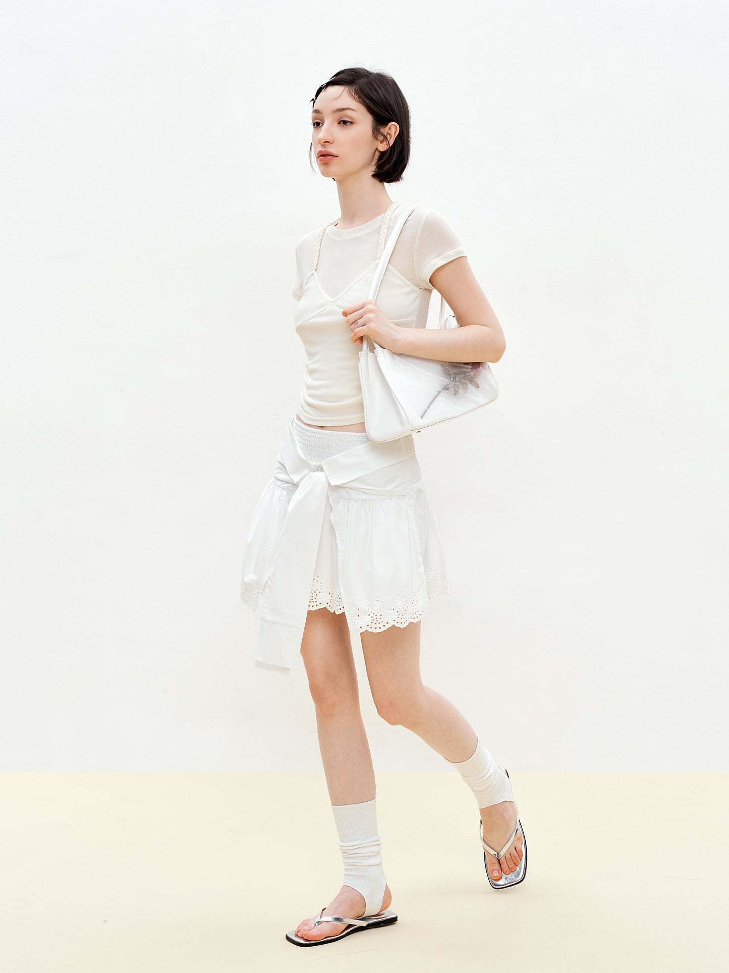 2-Way Scalloped Skirt Top With Elastic Waistband