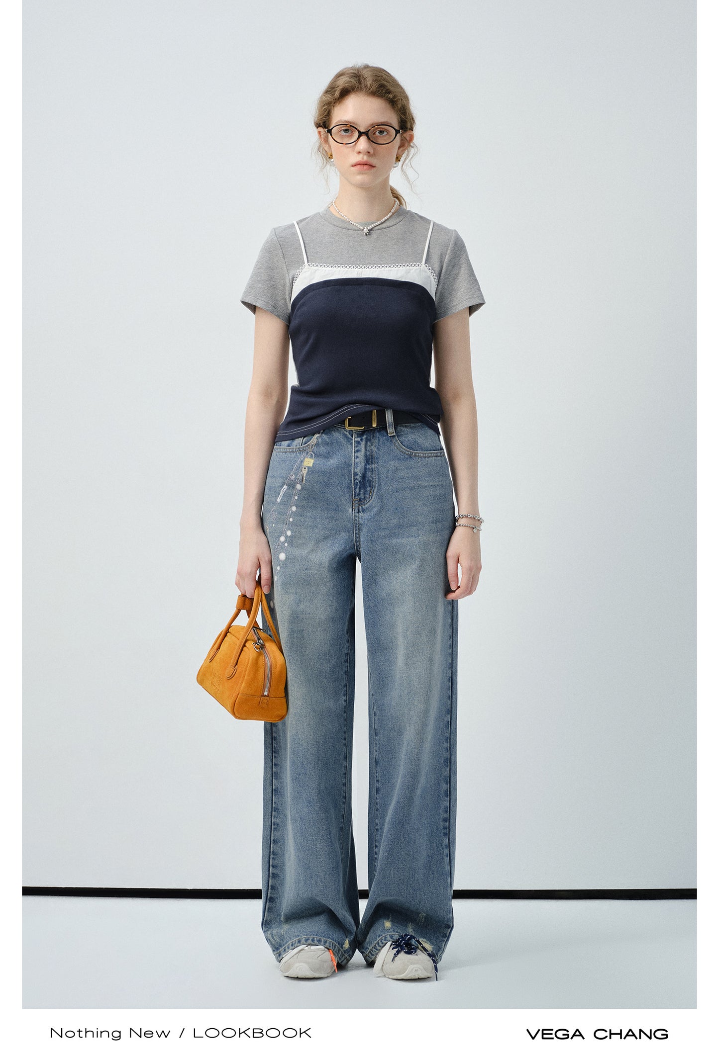 Contrast-Colored Faux-Layered Cotton T-Shirt