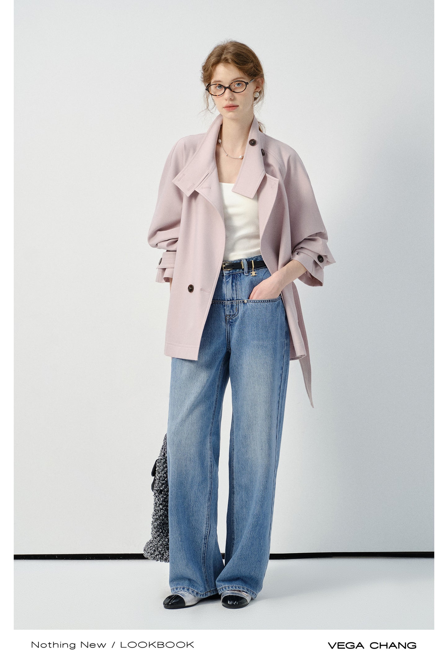Short Belted Trench Coat With Raglan Sleeves