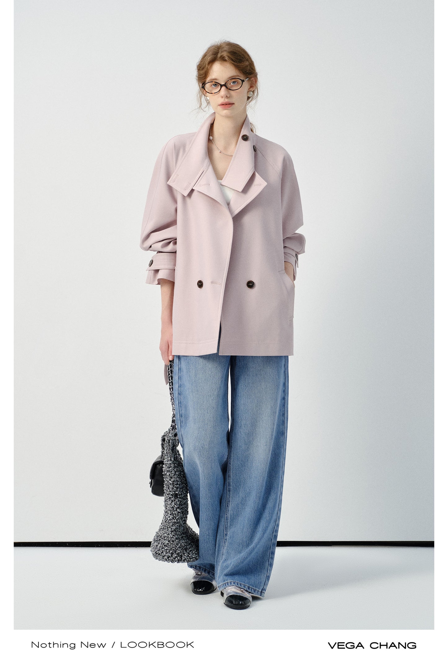 Short Belted Trench Coat With Raglan Sleeves