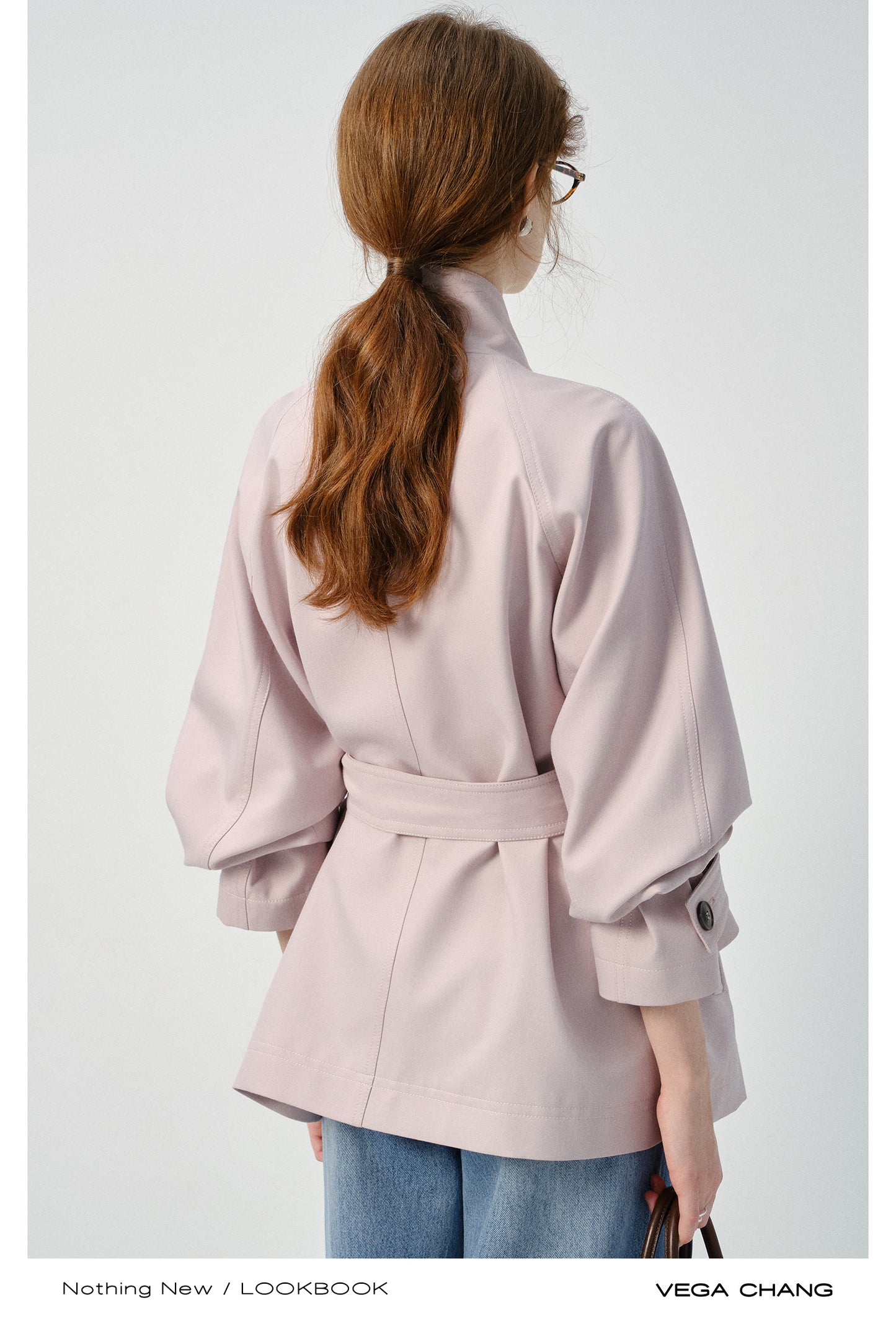 Short Belted Trench Coat With Raglan Sleeves