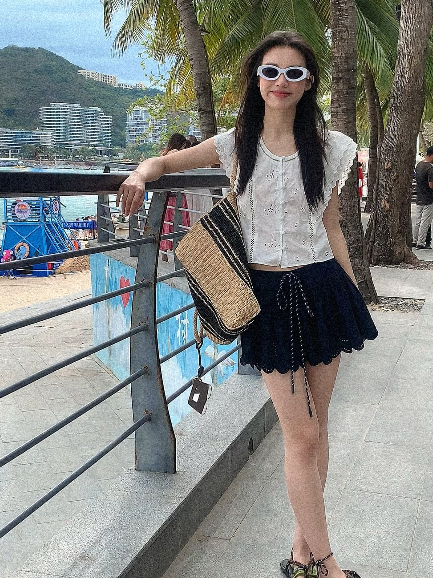 Flutter Sleeve Embroidered Crop Blouse