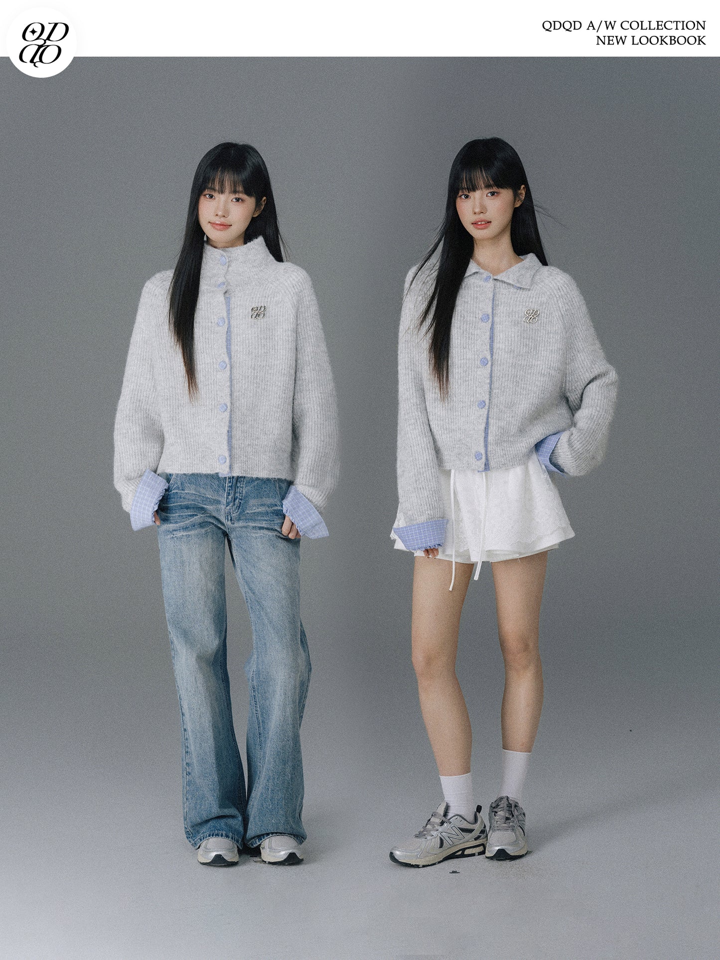 Two-Way Knit Cardigan With Check Accents And Charm