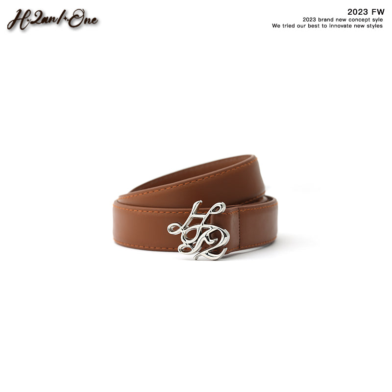 Logo Buckle Faux Leather Belt